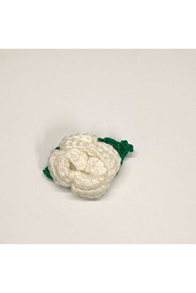 OEM Crocheted martisor – White rose, brooch type