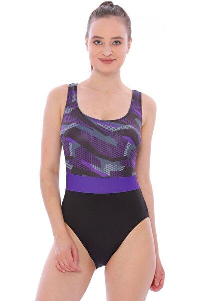 Swana Γυναικείο μαγιό με σχέδια, μαύρο