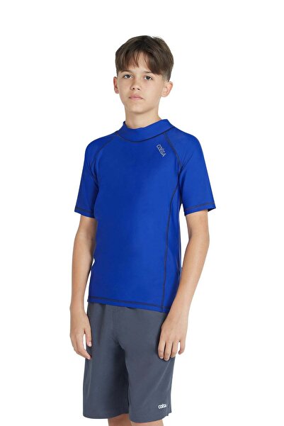 Coega Boys Youth Rashguard Short Sleeve - Grey Blue Stripes