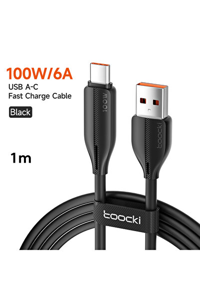 Toocki 1m Black 100W 6A USB to USB C Cable for PD Fast Charging Type C Cable ...