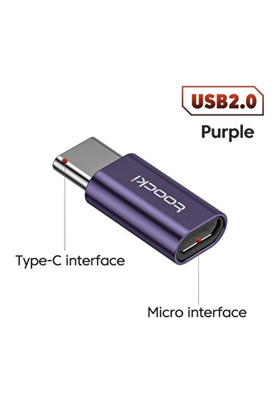 Toocki Micro to C Purple OTG USB 3.0 To Type C Adapter Micro To Type C Male T...