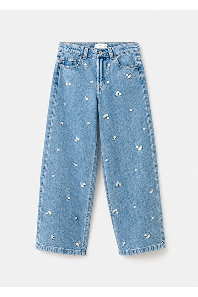 MANGO Kids Desenli düz kesim jean