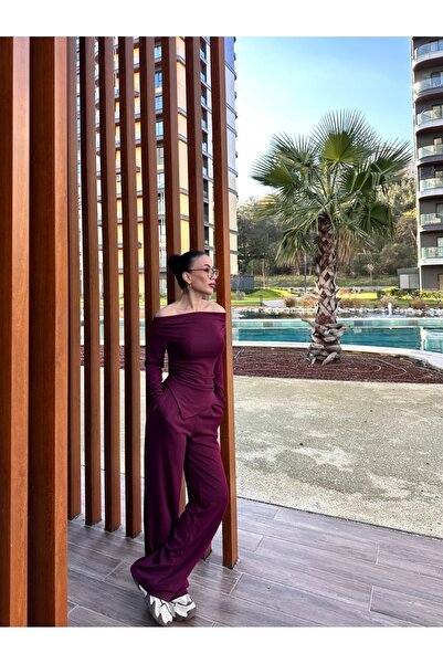 LOBOLIC Women's Stylish Off-Shoulder Blouse and Pants Two-Piece Set