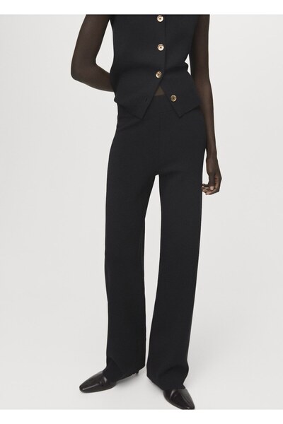 MANGO Woman Beli lastikli triko pantolon