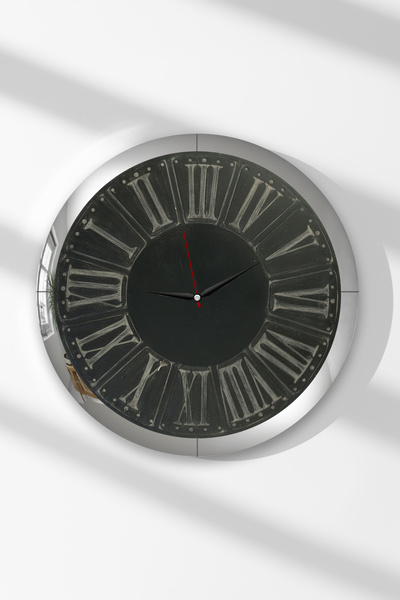 Zevahir Mobilya Dekorasyon Ceas de perete rotund din MDF, negru, vintage, cu ...