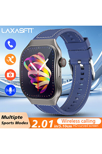 Choice ساعة ذكية رجالية من لاكساسفيت زرقاء اللون، بشاشة منحنية مقاس 2.01 بوصة...