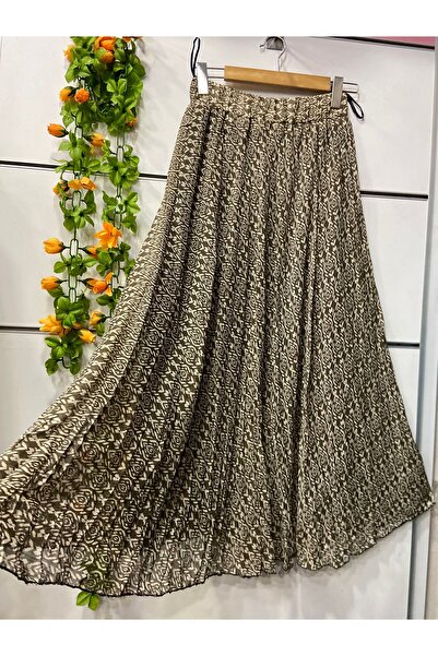 edu collection Patterned Chiffon Bell Skirt with Lining