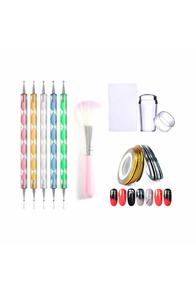 Fontenay French Stamper Dot Kalem Set Toz Temizleme Fırça Tırnak Şerit Bantı Set