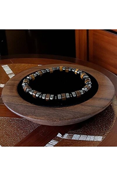 Ezera Handmade Men's Bracelet Nadir from Tiger Eye and Hematite on Elastic