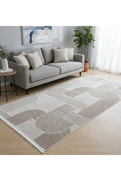 Yağmurser Lüx Yumuşak Dokulu Kaymaz Taban Halı Yolluk 3063 Vizon