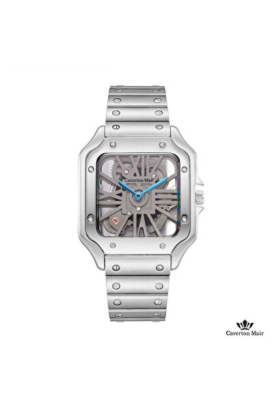 Caverton Mair Original men's watch, exposed movement, stainless steel strap