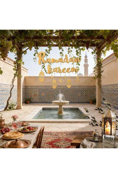 Pomefar Ramadan Decor, Wooden Door Hanging Set, Ramadan Door Decor for Festiv...