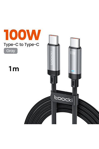 Toocki 1m Grey 100W USB C Cable for S22 LED Braided QC4.0 PD Fast Charging Ty...