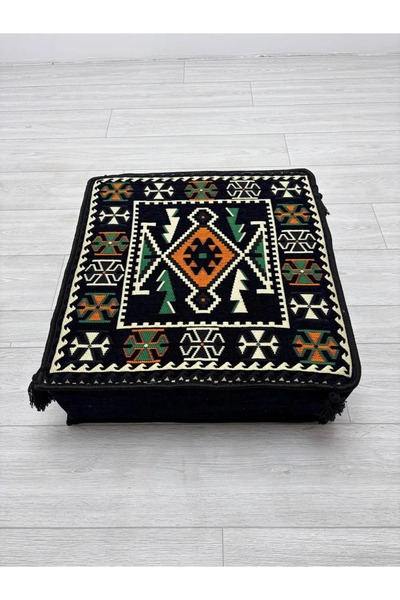Anatolian Navy Blue Model Non-sagging Sponge Oriental Corner Coffee Table (60 x 60 x 20 cm)