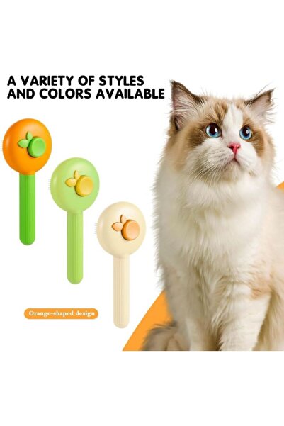 Clean Automatic Cleaning Metal Toothed Cat and Dog Brush Orange 18 cm