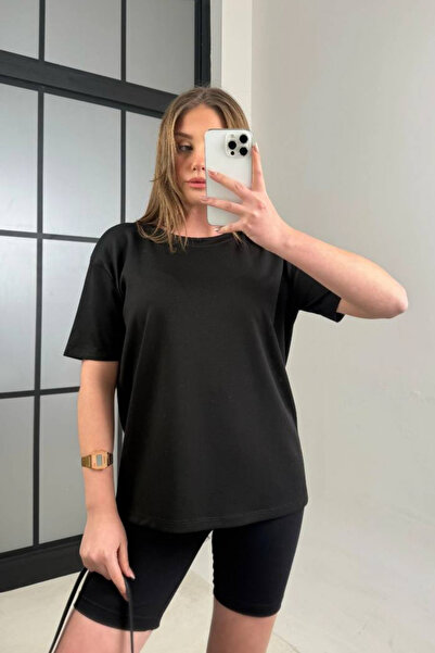 Moda Days Tricou de bază supradimensionat pentru femei, cu mânecă scurtă, gul...