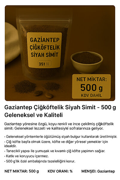 Gaziantep Çiğköftelik Siyah Simit 500 Gr