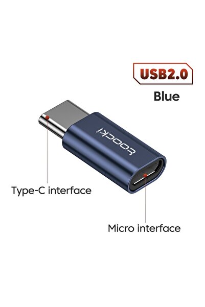 Toocki Micro to C Blue OTG USB 3.0 To Type C Adapter Micro To Type C Male To ...