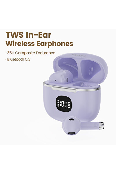 Toocki Purple Bluetooth5.3 Waterproof Headphone for Phones TWS Multi-Color Wi...
