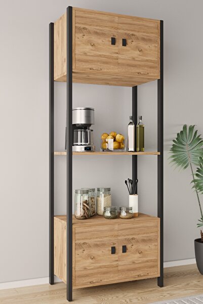 Tedarikcenter 4 Kapaklı 4 Raflı Kahve Köşesi Mutfak Rafı Mutfak Bangosu Malze...