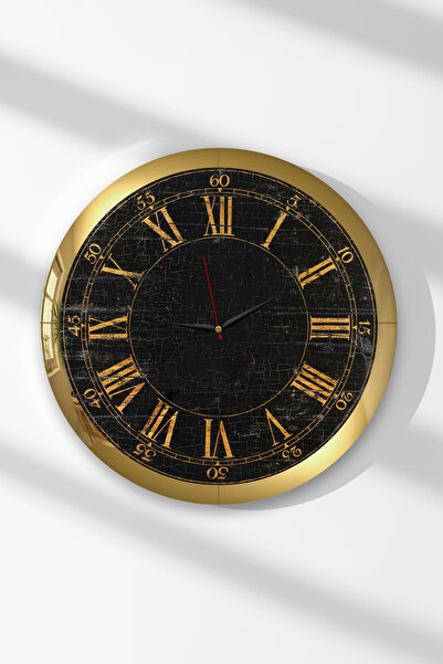 Zevahir Mobilya Dekorasyon Ceas de perete rotund din MDF, cu ramă aurie, Time...