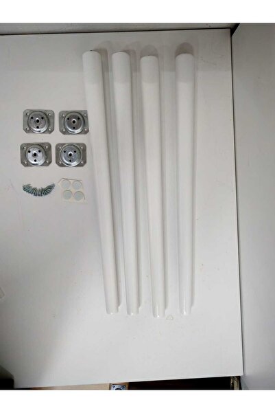 HAMADEX 65 cm Beyaz Ahşap Masa/Mobilya Ayağı - 4 Adet Ahşap Ayak + Bağlantı A...