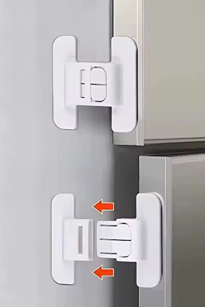 TechnoStation Portatif Tasarım 4 Adet Buzdolabı Çekmece ve Dolap Kapağı Çocuk Kilidi 4Lü Set Kilit