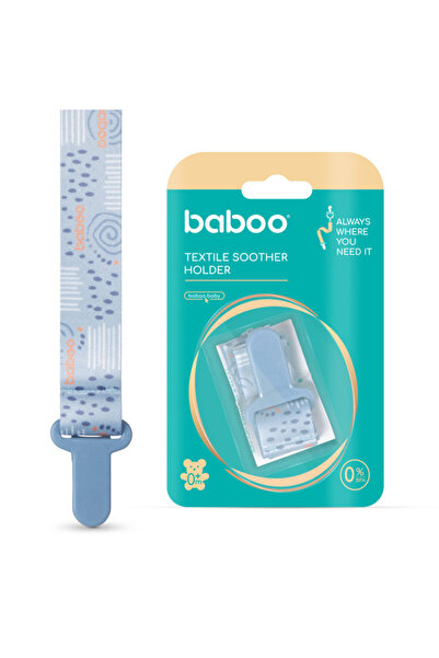 Baboo Син текстилен държач за залъгалка, 0+ месеца
