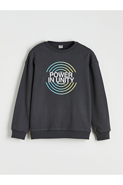 LC Waikiki LCW Kids Антрацит велосипедна блуза с принт за момчета S6EV23Z4