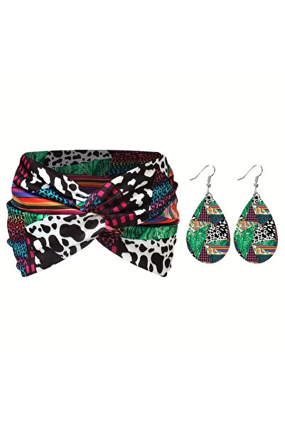 set.up Colorful Bandana and Earrings Two-Piece Set