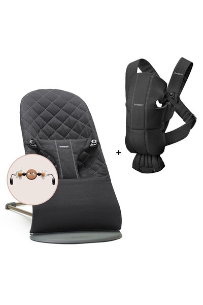 BabyBjörn 2'li Set Black&White Oyuncaklı Bliss Ana Kucağı & Kanguru Mini Wove...