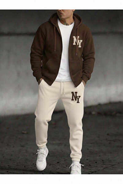 EVIus New York Back Printed Full Winter Oversized Cardigan Tracksuit Set with...