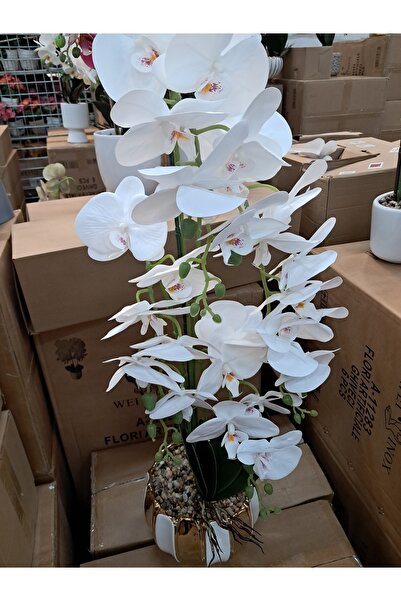 ABAZAR Artificial flowers in ceramic pot orchid wei A-80889