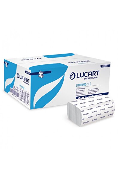 Lucart Prosoape hartie pliate alba, V2 Strong, 2 str, 190 buc, 21*21 cm