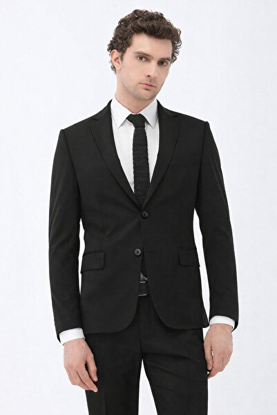 Kip Black Plain Wool Blend 4 Drop Suit