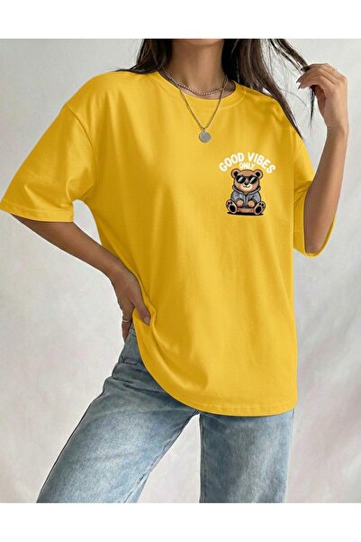 BUWOM Tricou pentru femei AYICIK Good Vibes Only cu gât rotund