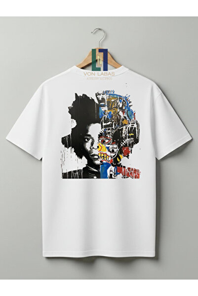 Grafftee Clothing تي شيرت جان ميشيل باسكيات مطبوع عليه فن تيمال آرت، مصنوع من...