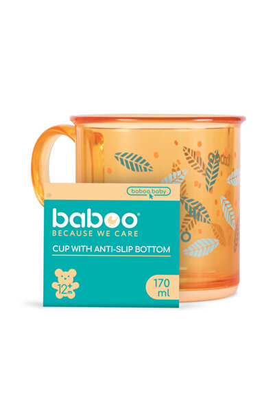 Baboo Чаша с неплъзгащо се дъно - 170 мл, оранжева, 12+ месеца