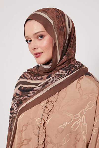 LuvenSara Patterned Silk Shawl - Chestnut Shell