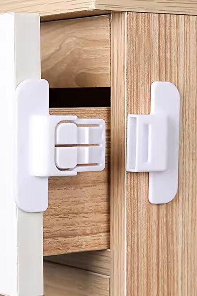 TechnoStation Portatif Tasarım 4 Adet Buzdolabı Çekmece ve Dolap Kapağı Çocuk Kilidi 4Lü Set Kilit