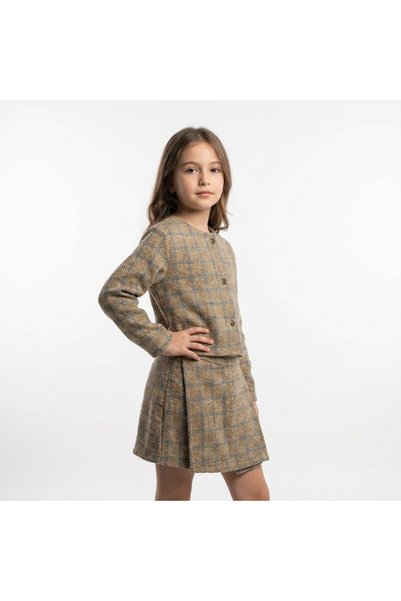 Montisu Premium %100 Cotton Girls' Transitional Jacket & Skirt Shorts Set (2–7 Years)