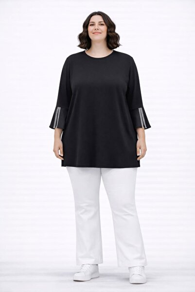 EMEZ Bluză cu mâneci cu detalii din sim și volane