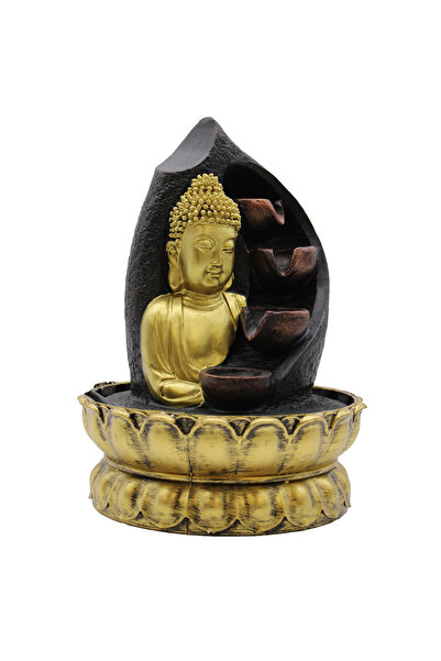 Ancient wisdom Fantana Arteziana - 30cm - Buddha Auriu si Vase de Turnare