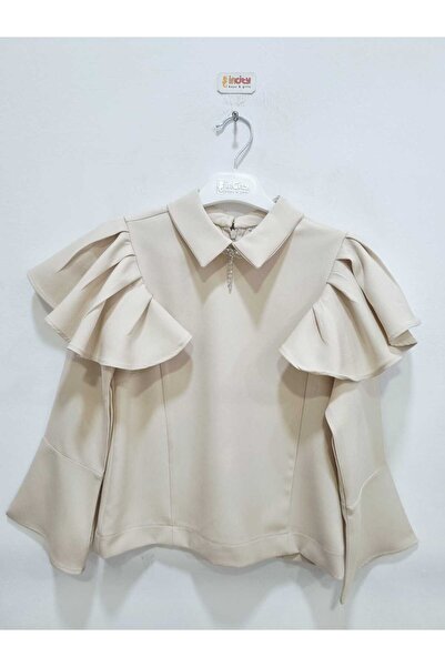 incity Bluză pentru fete cu mâneci cu broșă și volane - Produs nou