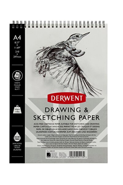 Derwent Caiet de schițe și desen spiralat A4, 30 de coli, 165 g, profesional