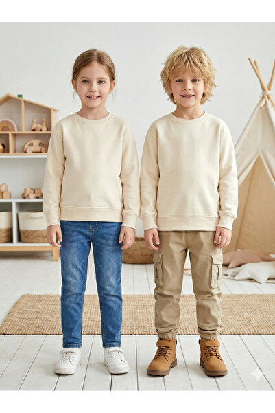 Bonbelle Soft Textured Crew Neck Sweatshirt for Boys/Girls