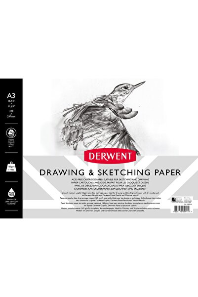 Derwent Caiet de schițe și desen spiralat A3, 30 de coli, 165 g, profesional