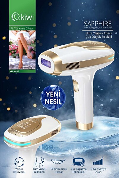 Kiwi KEP-6837 Ipl Lazer Epilasyon Aleti Safir Buz Başlık | 9 Güç Seviyesi & S...