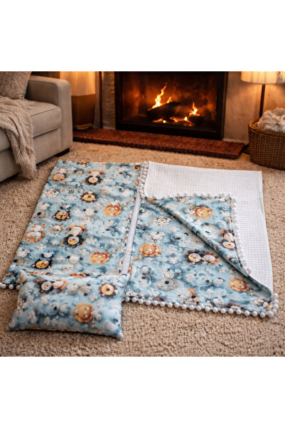 SerSev بطانية أطفال ثلاثية الأبعاد مصنوعة من 100% قطن موسلين وبيكيه، وسادة وم...