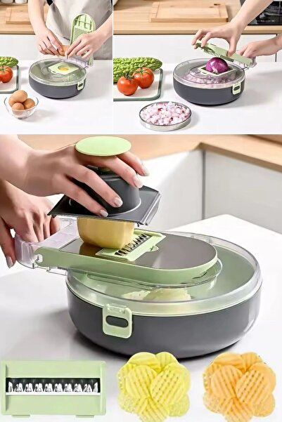 Allians Çok Fonksiyonlu 9'lu Sebze Kesici, Patates Dilimleme ve Rende Seti